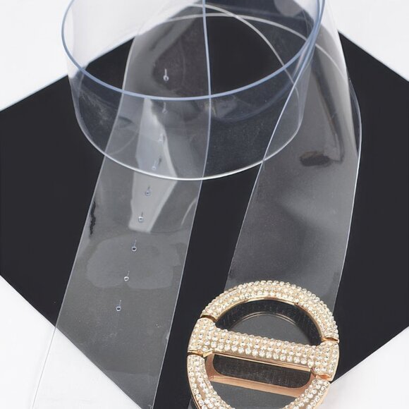 Rhinestone Metal Buckle Plus Size Transparent Belt